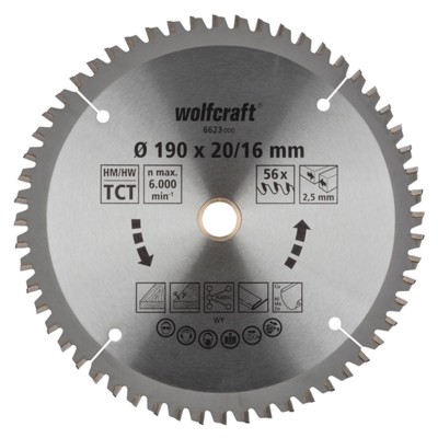 HOJA SIERRA WOLFCRAFT 6623000 190x20/16mm