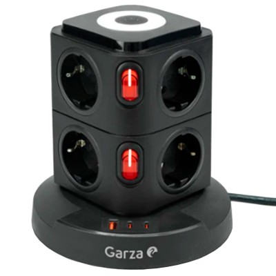 BASE MÚLTIPLE GARZA TORRE 420058C 8 TOMAS + USB + 2 USB-C