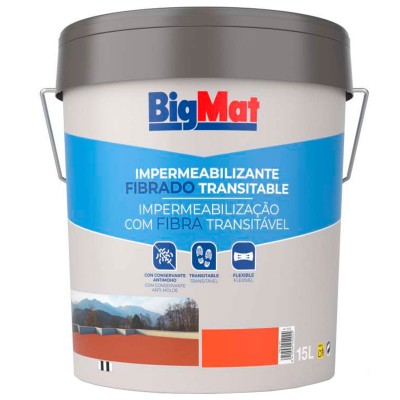 IMPERMEABILIZANTE FIBRADO BIGMAT TRANSITABLE ROJO 15L