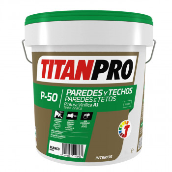 PINTURA TITANPRO P50 PAREDES Y TECHOS BLANCO 1L