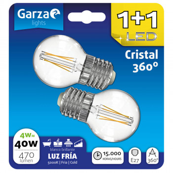BOMBILLA GARZA ESFÉRICA FILAMENTO 1+1 401212 4W