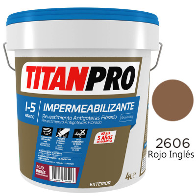REVESTIMINETO IMPERMEABILIZANTE ANTIGOTERAS I-5 FIBRADO ROJO INGLÉS 4L