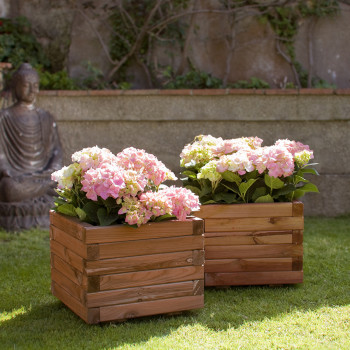 JARDINERA CUADRADA NORTENE MADERA TINTADA SPIRO 2013820