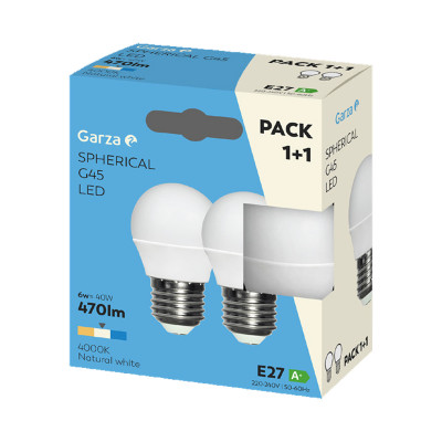 PACK BOMBILLAS GARZA ESFÉRICA 1+1 462969G 5,5W